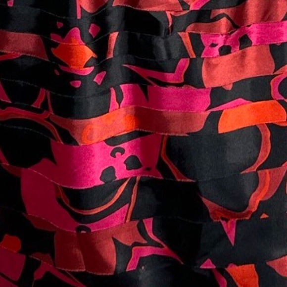 JS Collection Dress Womens 8 Red Pink Black Sheath‎ Dress Shutter Pleats Preppy - Picture 7 of 9